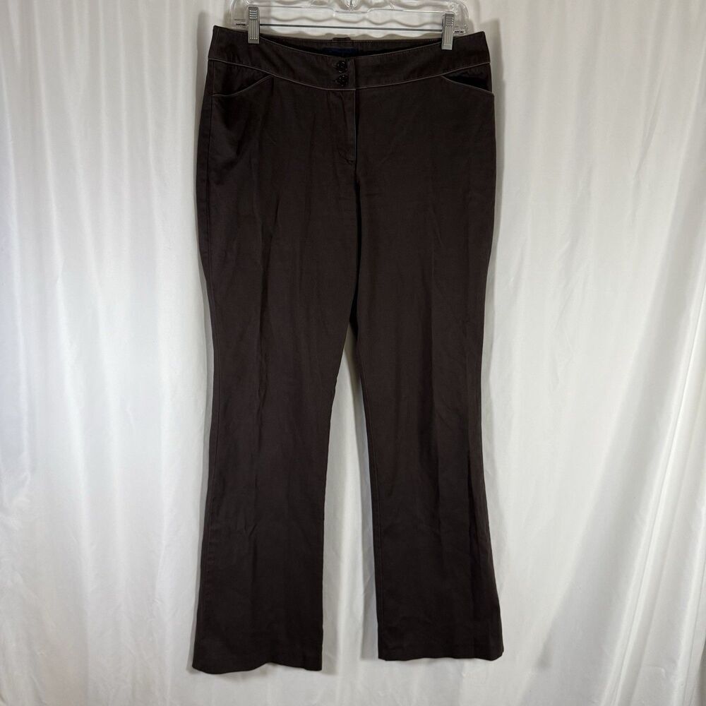 Boden Pants Women's 12L Solid Brown Flat Front Mid Rise Cotton Blend